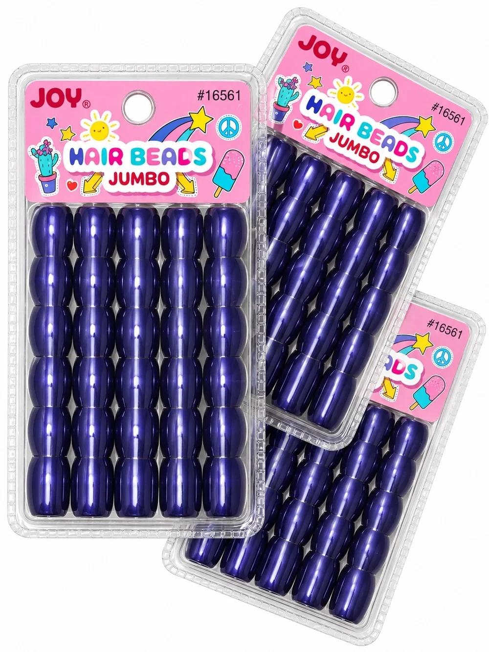 Purple Jumbo Hair Beads - Pack of 24